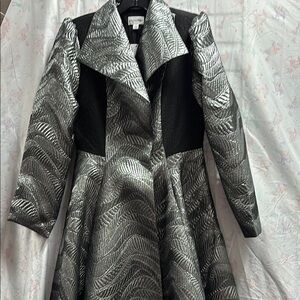 Elegant Black and Silver Metallic Women's unique coat
